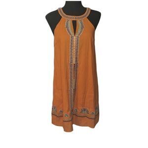 THML Embroidered Aztec Print Sleeveless Dress Small